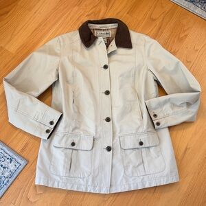 LL Bean Adirondack Flannel Lined Barn Jacket Chore Coat Canvas Dark Khaki Medium